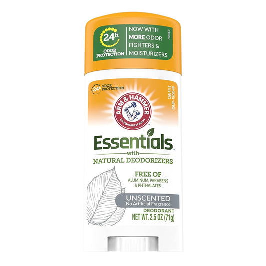 ARM & HAMMER Essentials Natural Deodorant Unscented 2.50 oz (Pack of 2)