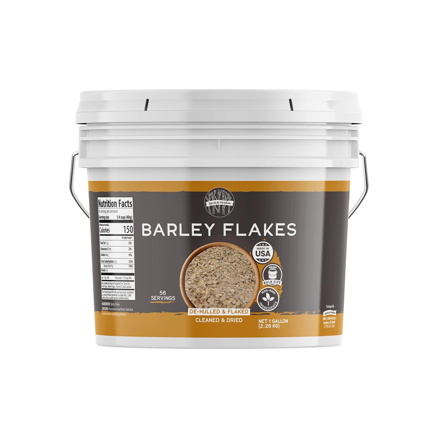Birch & Meadow 1 Gallon Barley Flakes, Chewy Texture, Non-Gmo