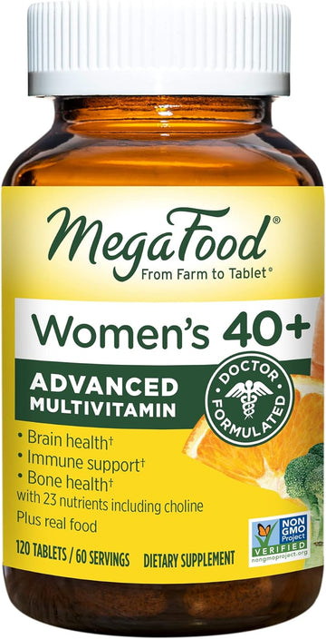 Megafood Women'S 40+ Advanced Multivitamin For Women - Dr Formulated - Vitamin B, Vitamin D3, Vitamin K2 & Choline - Energy Metabolism, Brain Health & Bone Health - Vegetarian - 120 Tabs (60 Servings)