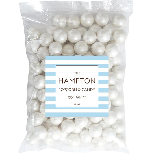 White Shimmer Gumballs 1 Inch Gumballs, 2 Pound Bulk Bag (Approx. 110 Pieces), White Candy, Gumballs 1 Inch White Shimmer, The Hampton Popcorn & Candy Company