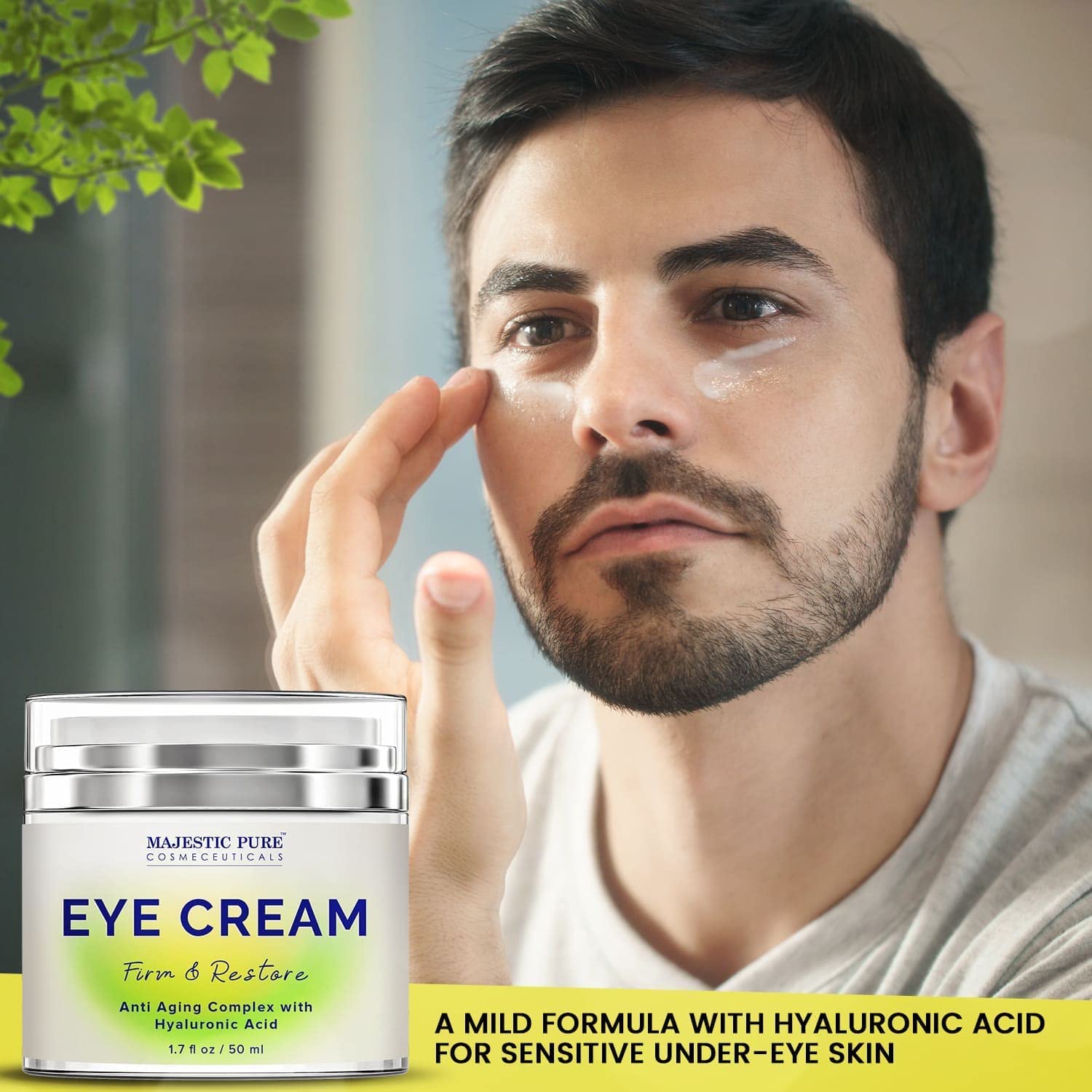 MAJESTIC PURE Under Eye Cream with Hyaluronic Acid - Anti Aging & Firming - Reduces Appearance of Dark Circles, Puffiness, Eye Bags & Crow’s Feet - Youthful & Bright Appearance - Men and Women - 50ml : Beauty & Personal Care