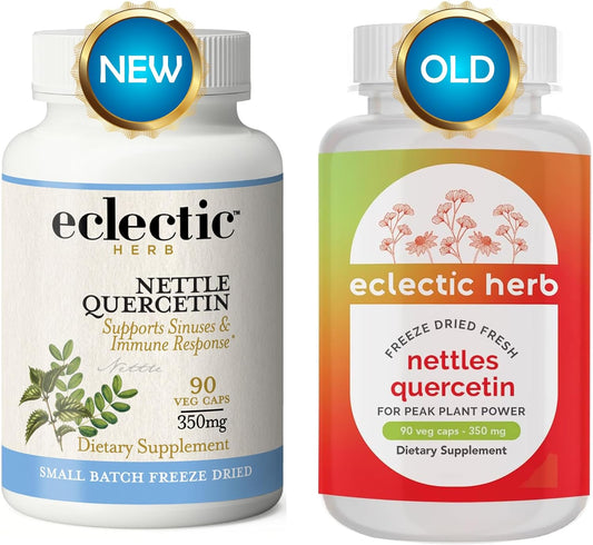 Eclectic Institute Raw Freeze-Dried Non-GMO Nettle Quercetin Capsules | Sinus, Nasal, Immune Support | 90 CT