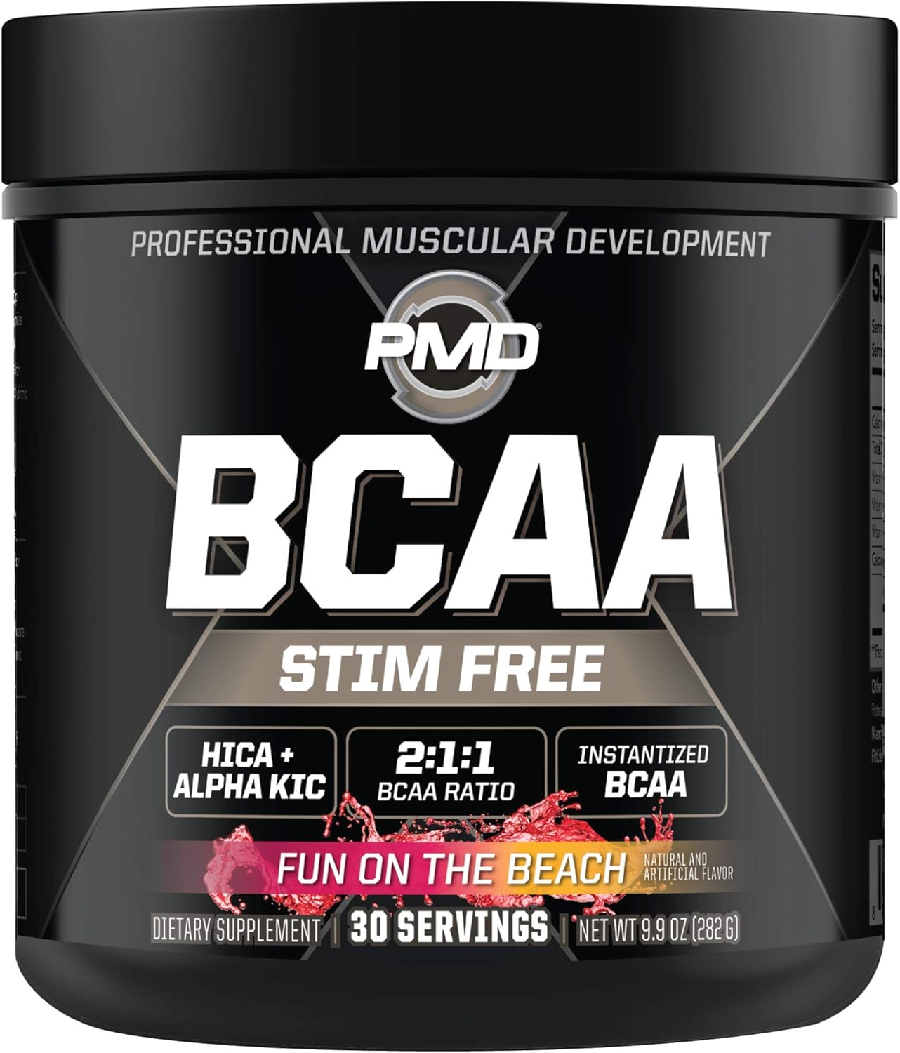 Pmd Sports Bcaa Stim-Free Amino Acids - Better Workout Performance, Enhanced Recovery, Daily Energy, Muscle Builder, And Muscle Sparing - Bcaa Powder Drink Mix - Fun On The Beach (30 Servings)