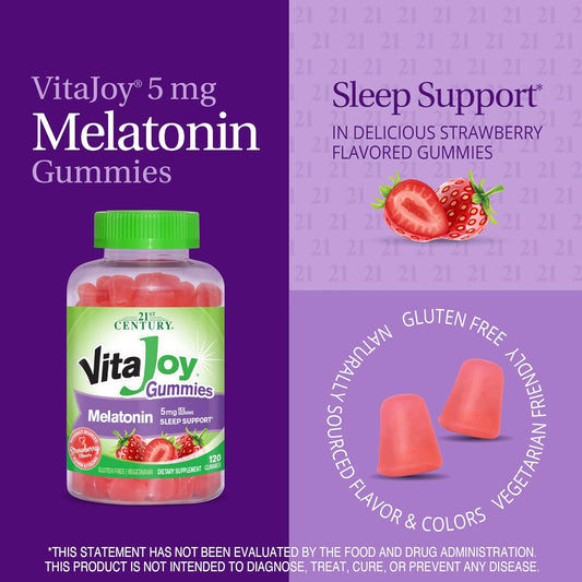 21st Century Vitajoy Melatonin Gummies, Multi, Strawberry, 120 Count