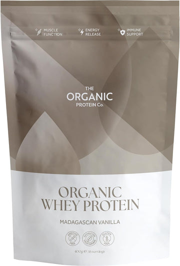 The Organic Protein Co. – Madagascan Vanilla Organic Whey Protein Powder | Additive Free, Undenatured, Bioactive, Upf Free, Emulsifier Free, Primarily Grass Fed, Vegetarian, Gluten Free – 400G