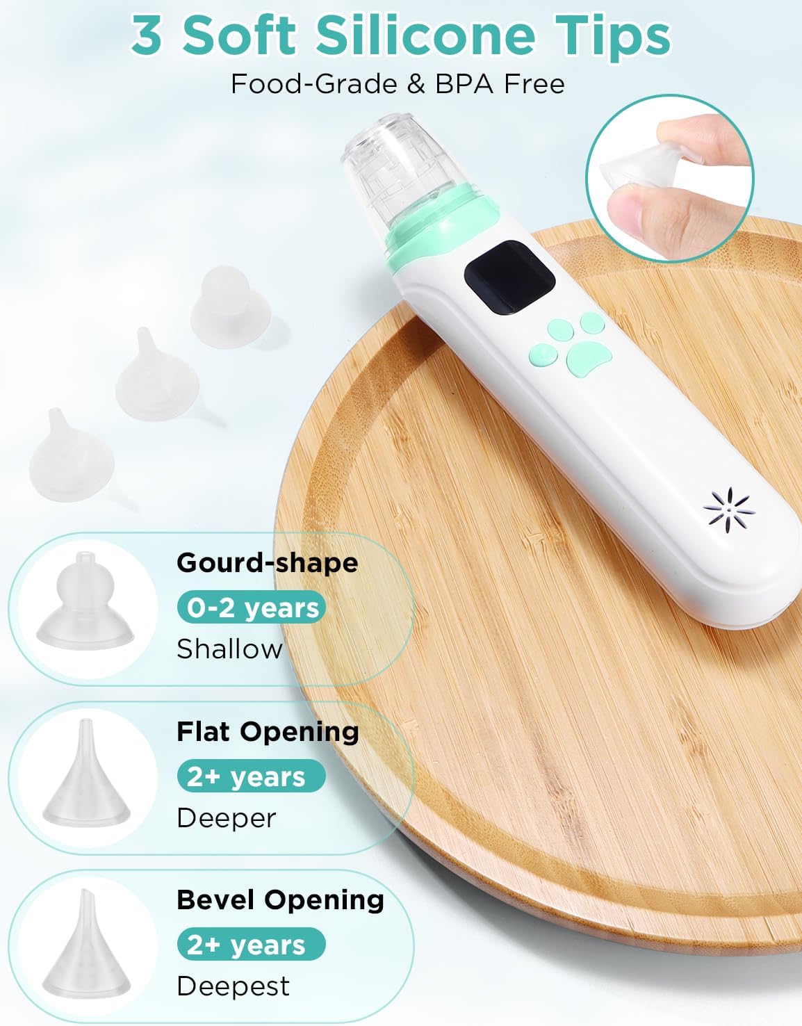 Electric Nasal Aspirator for Baby - Baby Nose Sucker Cleaner Baby Essentials with 3 Suction Levels, Music and LED Light Soothing Music Functions, Automatic Mucus Nose Cleaner Machine : Baby