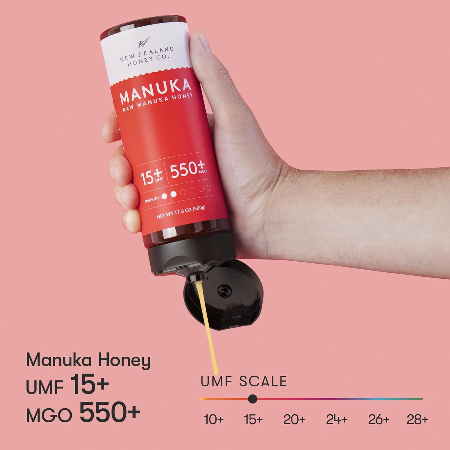 New Zealand Honey Co. Manuka Honey Umf 15+ Squeezy | 500G | 17.6Oz : Grocery & Gourmet Food
