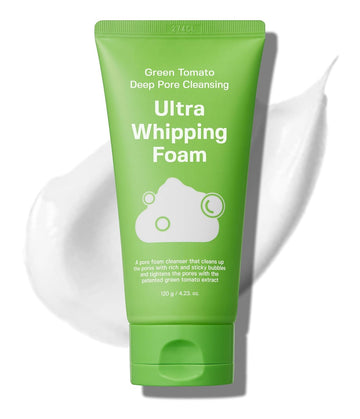 Sungboon Editor Green Tomato Deep Pore Cleansing Ultra Whipping Foam | Foaming Face Wash, Korean Cleanser For Oily Skin | Blackhead Remover And Pore Minimizer | Hydrating Korean Skin Care | 4.24 Oz