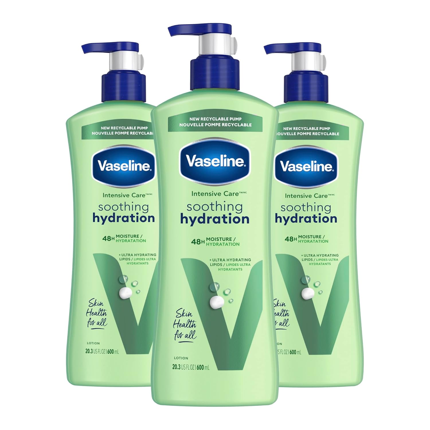 Vaseline Intensive Care Body Lotion 4 Count Soothing Hydration For Dry Skin With Ultra-Hydrating Lipids + 1% Aloe Vera Extract To Refresh Dehydrated Skin 20.3 Oz