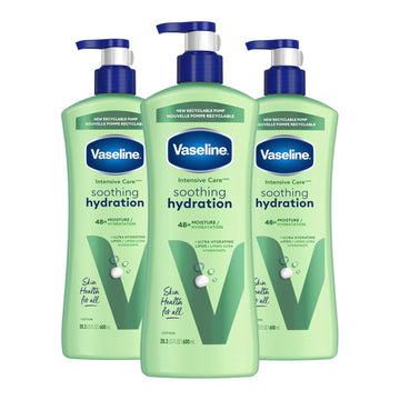 Vaseline Intensive Care Body Lotion 4 Count Soothing Hydration For Dry Skin With Ultra-Hydrating Lipids + 1% Aloe Vera Extract To Refresh Dehydrated Skin 20.3 Oz