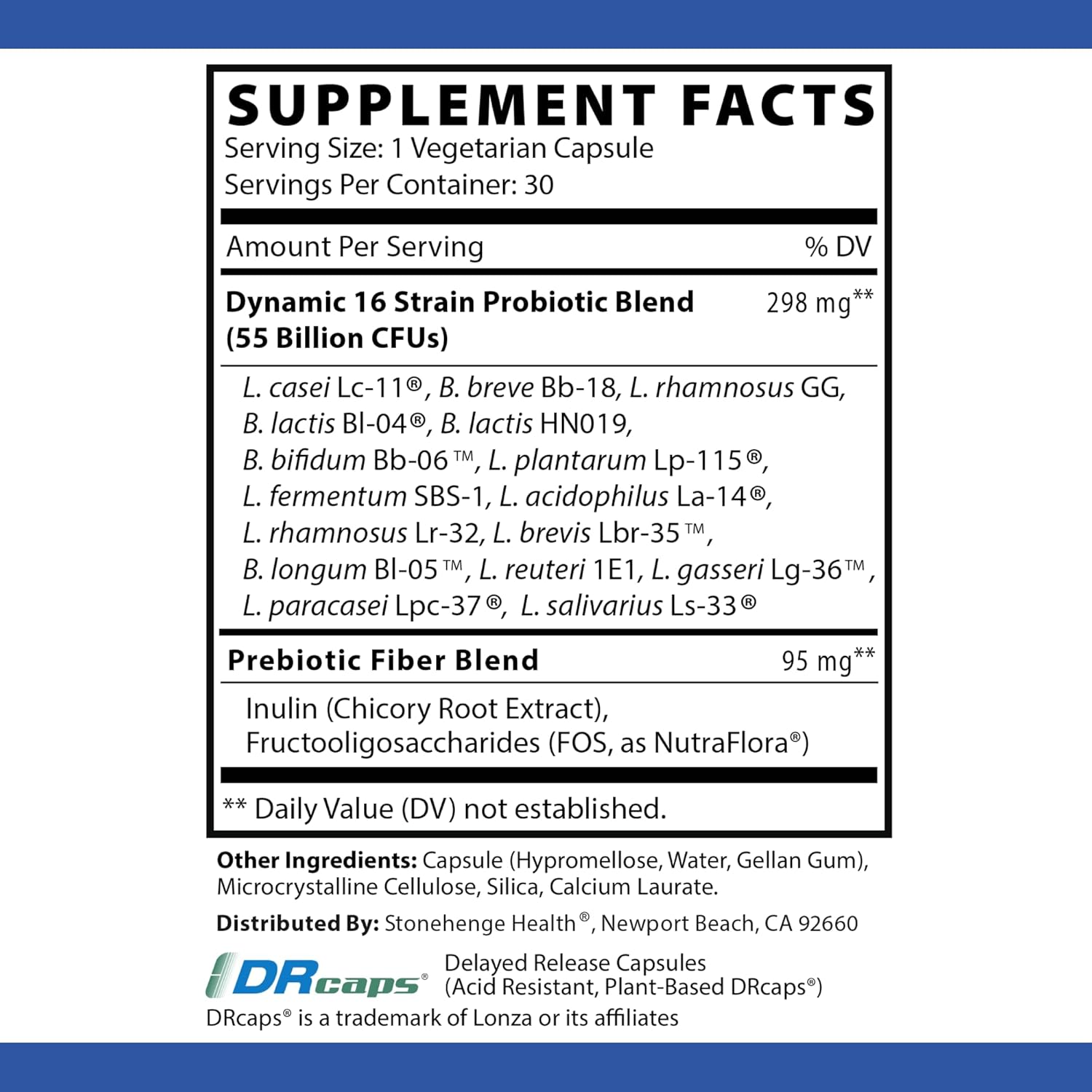 Buy Stonehenge Health Probiotics 55 Billion Cfu - 16 Strains, Prebiotic, Synbiotics Dynamic Biotics - Lactobacillus Acidophilus, Delayed Release, Shelf Stable, Non-Gmo Gluten Free Veggie Capsule On  Free Shipping On Qualified Orders