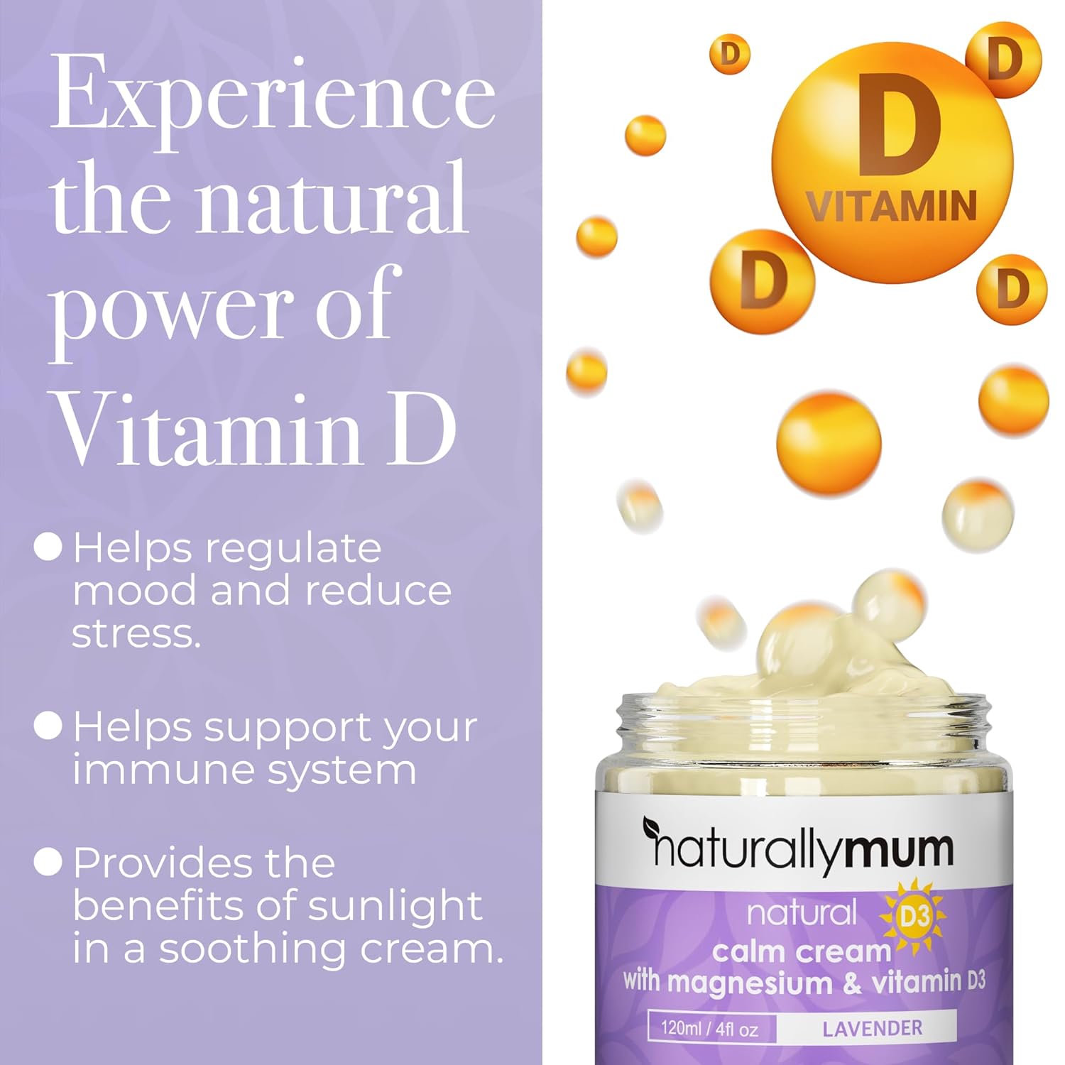 Naturallymum - Magnesium Cream With Vitamin D3 [4 Fl Oz] - Magnesium And Vit D Lotion - Turmeric & Arnica Calm Cream - Magnesium And Vit D3 - Lavender : Beauty & Personal Care