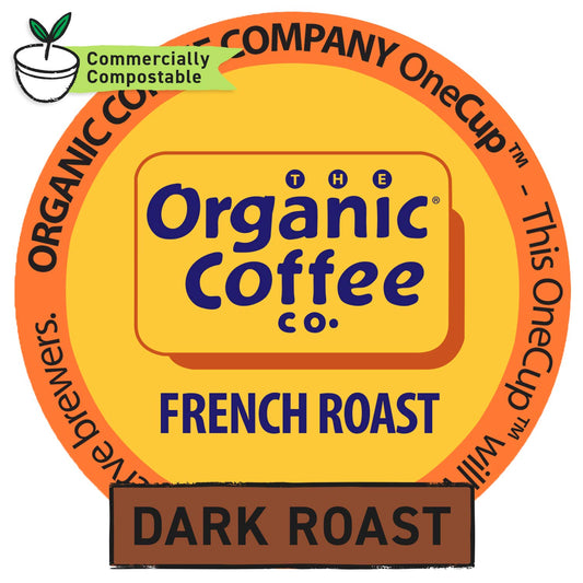 The Organic Coffee Co. Compostable Coffee Pods - French Roast (36 Ct) K Cup Compatible including Keurig 2.0, Dark Roast, USDA Organic