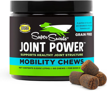 Super Snouts Joint Power – 60 Soft Chews – Joint Supplement For Dogs And Cats With Green Lipped Mussel Helps Ease Discomfort & Stiffness– Made In The Usa