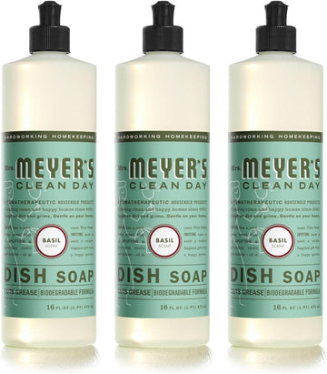 Mrs. Meyer's Dish Soap Basil, 16 Fluid Ounce (Pack of 3)