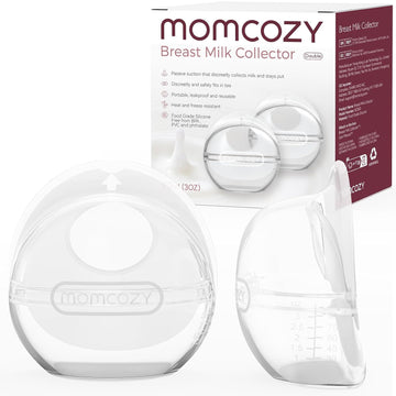 Momcozy Breast Milk Collector, Milk Collectors For Breastfeeding, Reusable Breast Milk Shells, Silicone Catcher With More Fit & Soft (3Oz/90Ml, 2 Counts)