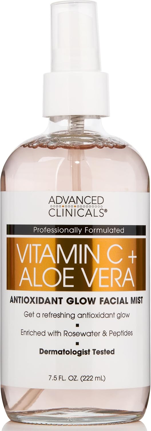 Advanced Clinicals Vitamin C Face Toner W/Ferulic Acid & Rosewater, Antioxidant Facial Mist Spray For Face, Skin Refreshing, Hydrating, & Non-Greasy Instant Hydration Facial Spray, Large 8 Fl Oz : Beauty & Personal Care