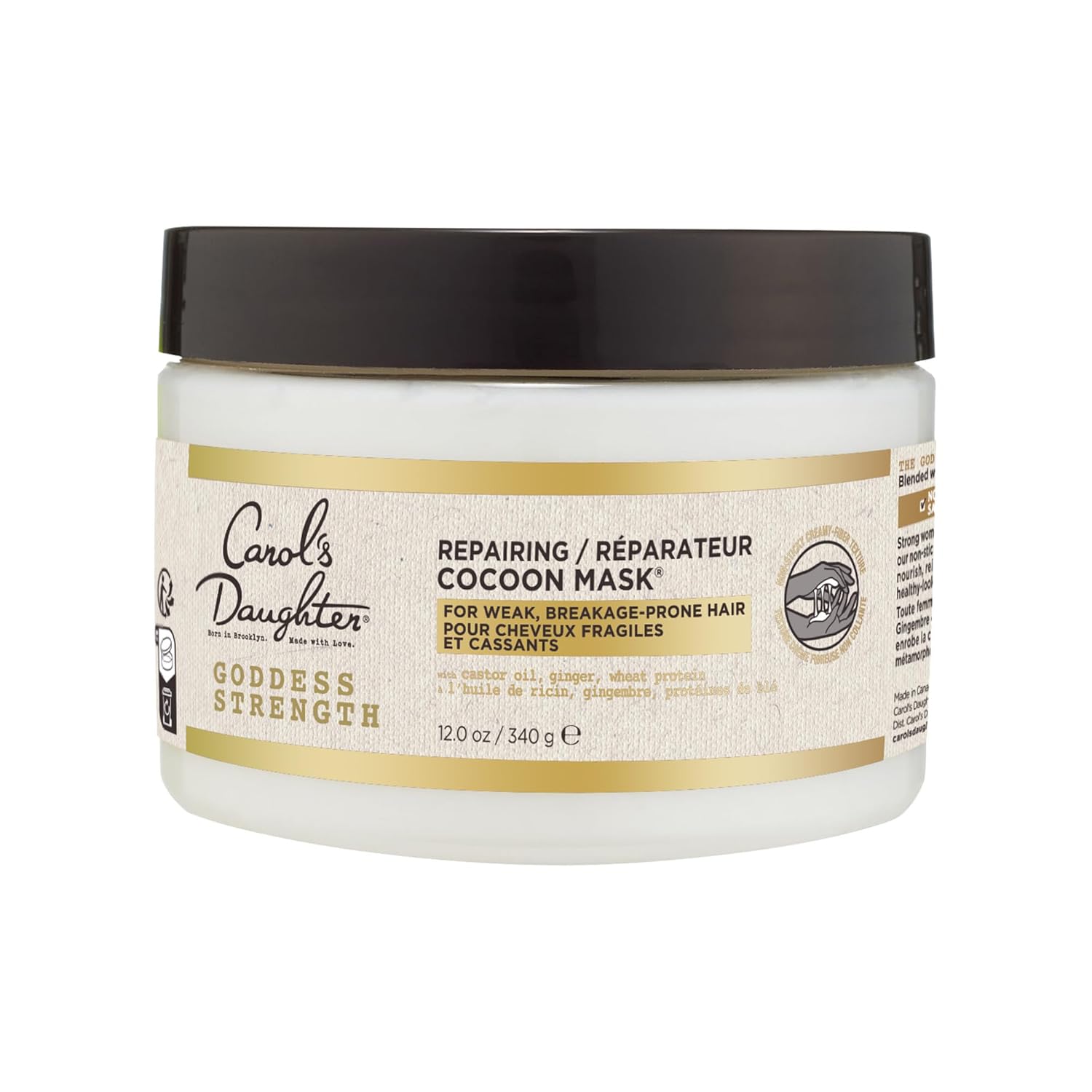 Carol'S Daughter Goddess Strength Repairing Cocoon Hydrating Hair Mask For Wavy, Coily And Curly Hair, Hair Treatment With Castor Oil For Weak Hair, 12 Oz