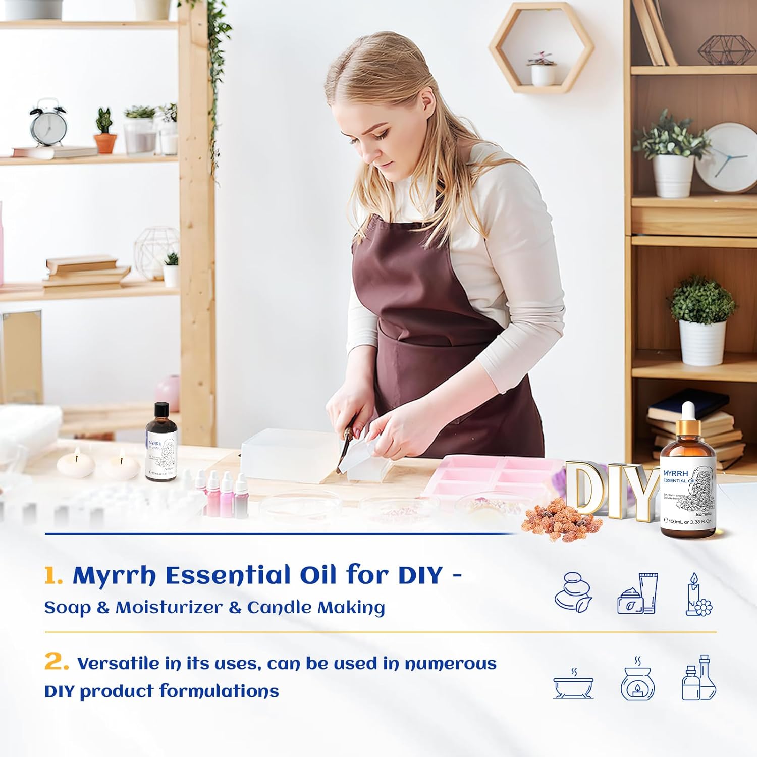 HIQILI Myrrh Essential Oil, 100% Pure Premium Quality Myrrh Oil for Diffuser, Bath - 3.38 Fl Oz : Health & Household
