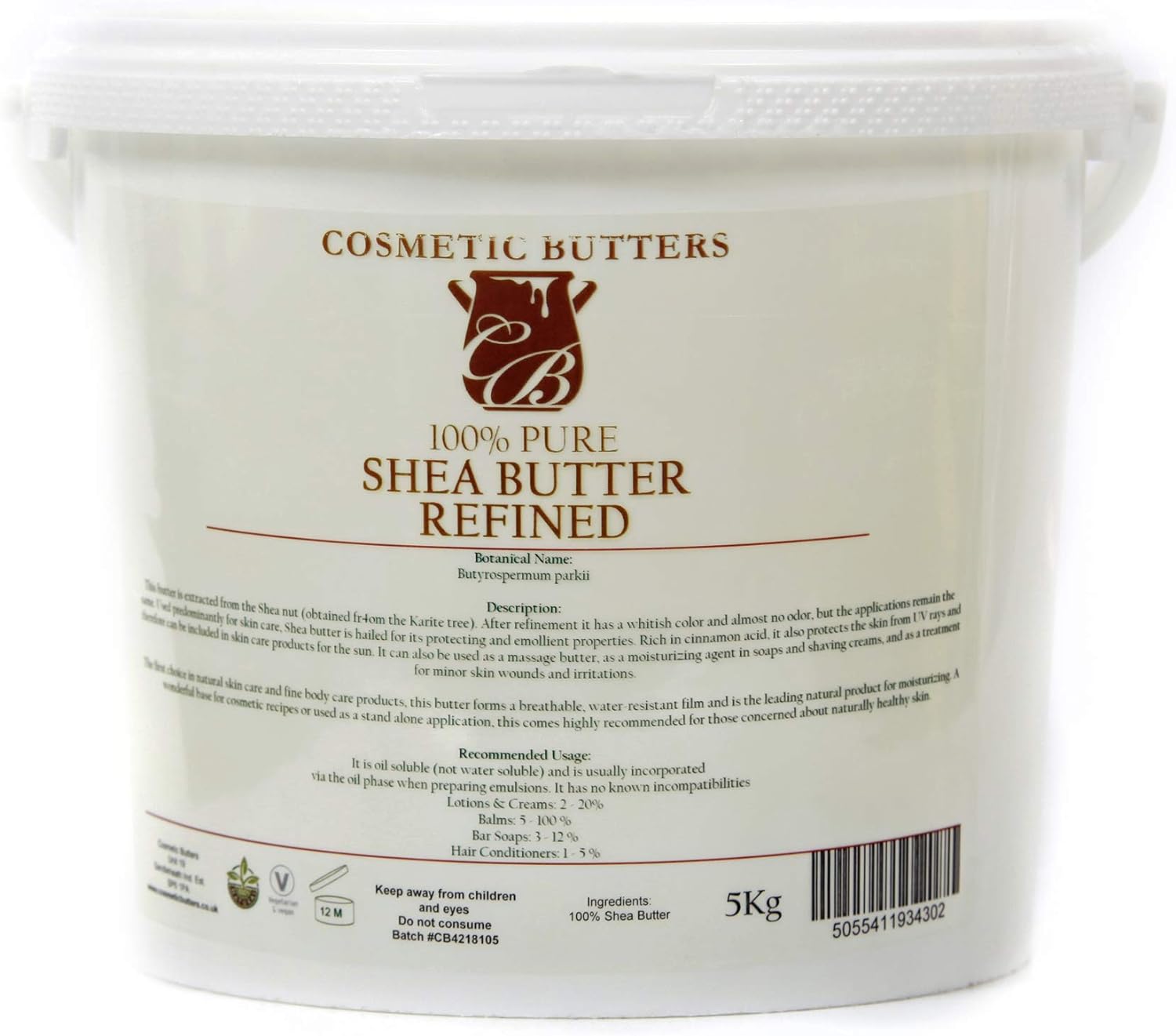 Mystic Moments | Shea Butter Refined Butter 5Kg - Pure & Natural Cosmetic Butters Vegan GMO Free