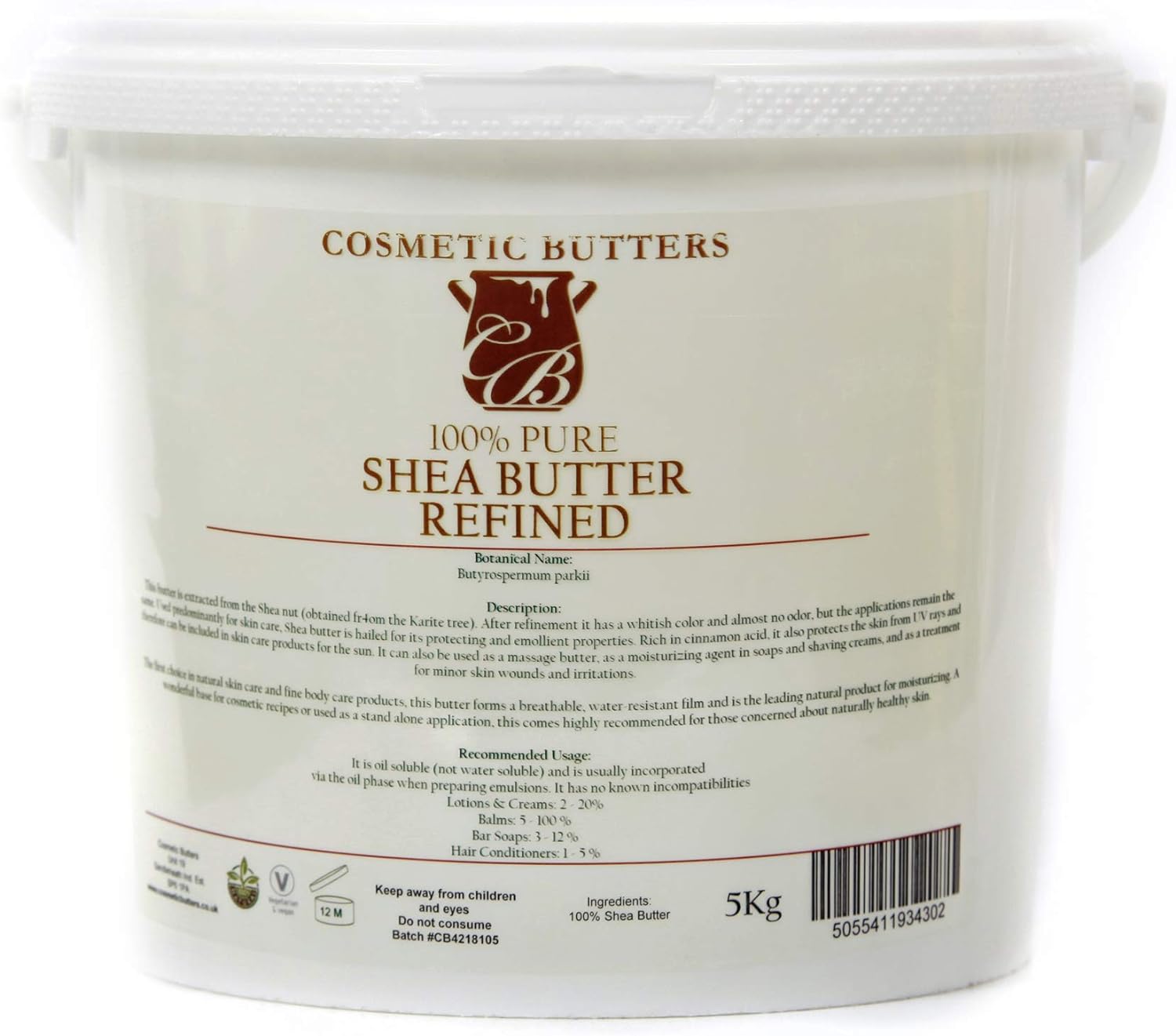 Mystic Moments | Shea Butter Refined Butter 5Kg - Pure & Natural Cosmetic Butters Vegan Gmo Free