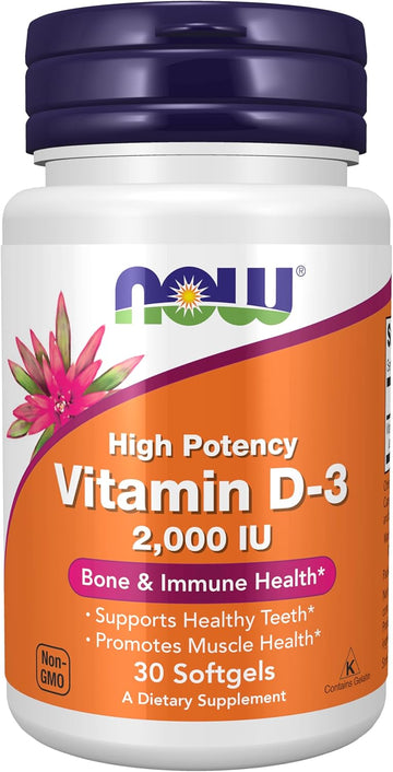 Now Foods Supplements, Vitamin D-3 2,000 Iu, High Potency, Structural Support*, 30 Softgels