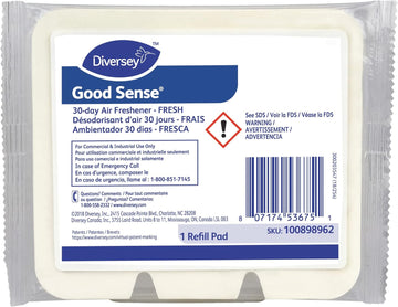Diversey 100898962 Good Sense 30-Day Air Freshener, Fits Most Dispensers, Fresh Scent, 1 Refill Pad, 1-Count, White