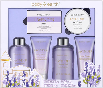 Body & Earth Bath Spa Women Gift Set, 5 Pcs Rose Gift Sets Box For Women Pamper Gifts For Women With Soap, Shower Gel, Body Butter, Body Lotion, Gifts For Women, Valentine'S Mother'S Day Gifts