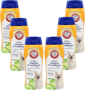 Arm & Hammer for Pets 2-in-1 Shampoo & Conditioner for Dogs | Dog Shampoo & Conditioner in One | Cucumber Mint, 20 Ounces - 6 Pack Dog Shampoo and Conditioner for All Dogs