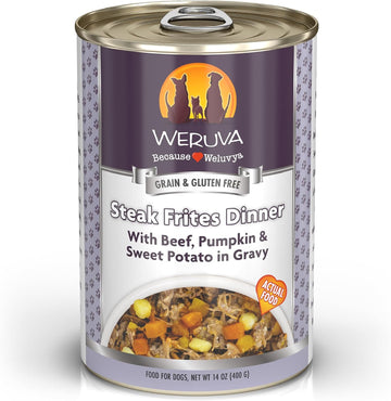 Weruva Classic Dog Food, Steak Frites With Beef, Pumpkin & Sweet Potato In Gravy, 14Oz Can (Pack Of 12)