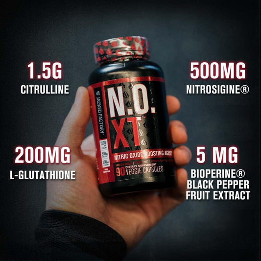 Jacked Factory N.O. XT Nitric Oxide Supplements for Men w/Nitrosigine L Arginine L Citrulline Supplement for Muscle Pumps & Vascularity - Pre Workout Nitric Oxide Booster & Muscle Builder - 90 Caps