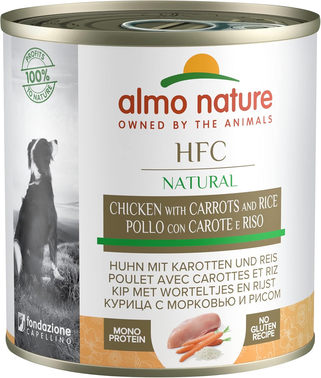 almo nature HFC Wet Dog Food, Cuisine Chicken with Carrots and Rice, 280 g, Pack of 12, Transparent :Pet Supplies