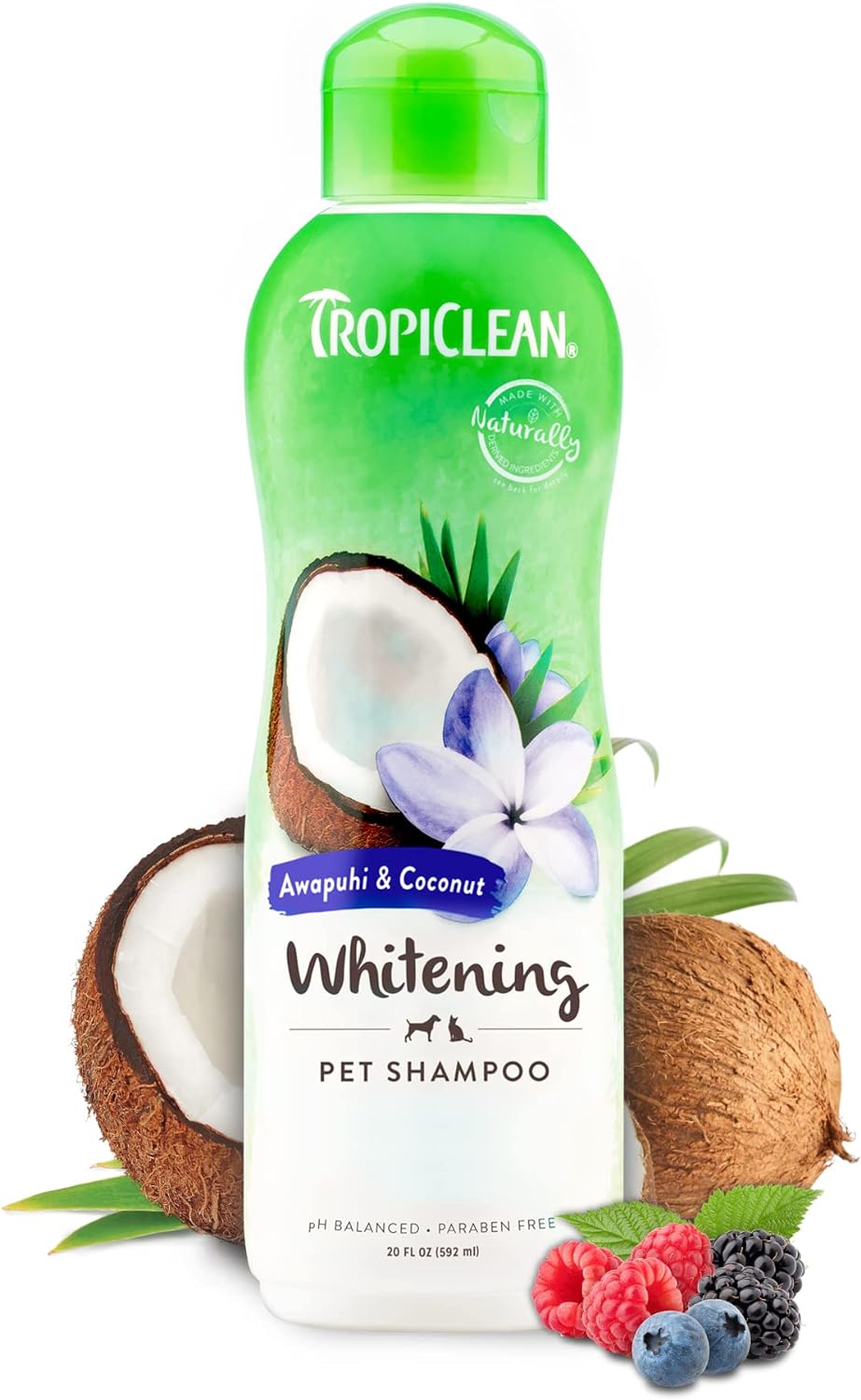 TropiClean Dog Shampoo Grooming Supplies - Whitening Dog and Cat Shampoo for Whitening Coats - Soap and Paraben Free -Derived from Natural Ingredients - Used by Groomers - Awapuhi & Coconut, 592ml?TRAWSH20Z
