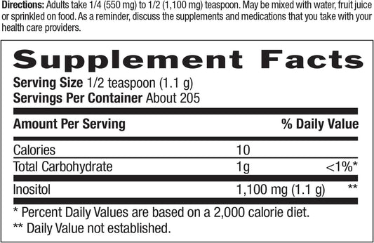 Country Life Inositol Powder 1100Mg, 8 Oz, Certified Gluten Free, Certified Vegan