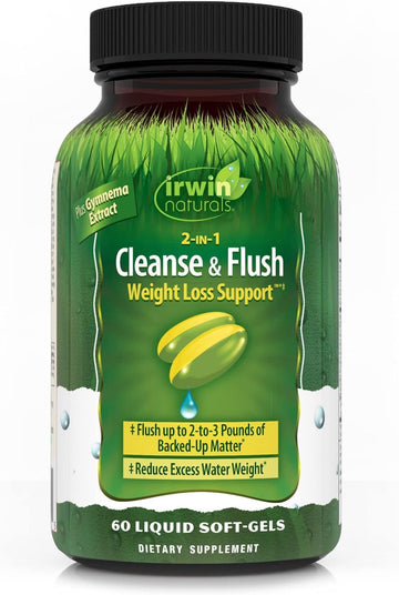 Irwin Naturals 2-In-1 Cleanse & Flush Weight Loss Support - 60 Liquid Soft-Gels - Flushes Digestive Tract & Reduces Bloating - 30 Total Servings
