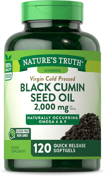 Black Seed Oil Softgels | 2,000mg | 120 Count | Virgin Cold Pressed Cumin | Non-GMO and Gluten Free Supplement | by Nature's Truth