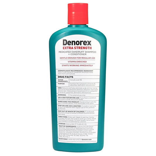 Denorex Extra Strength Anti Dandruff Shampoo & Conditioner Treatment, 3% Salicylic Acid Helps Relieve Moderate Symptoms Of Dandruff, Seborrheic Dermatitis & Psoriasis, 10Oz