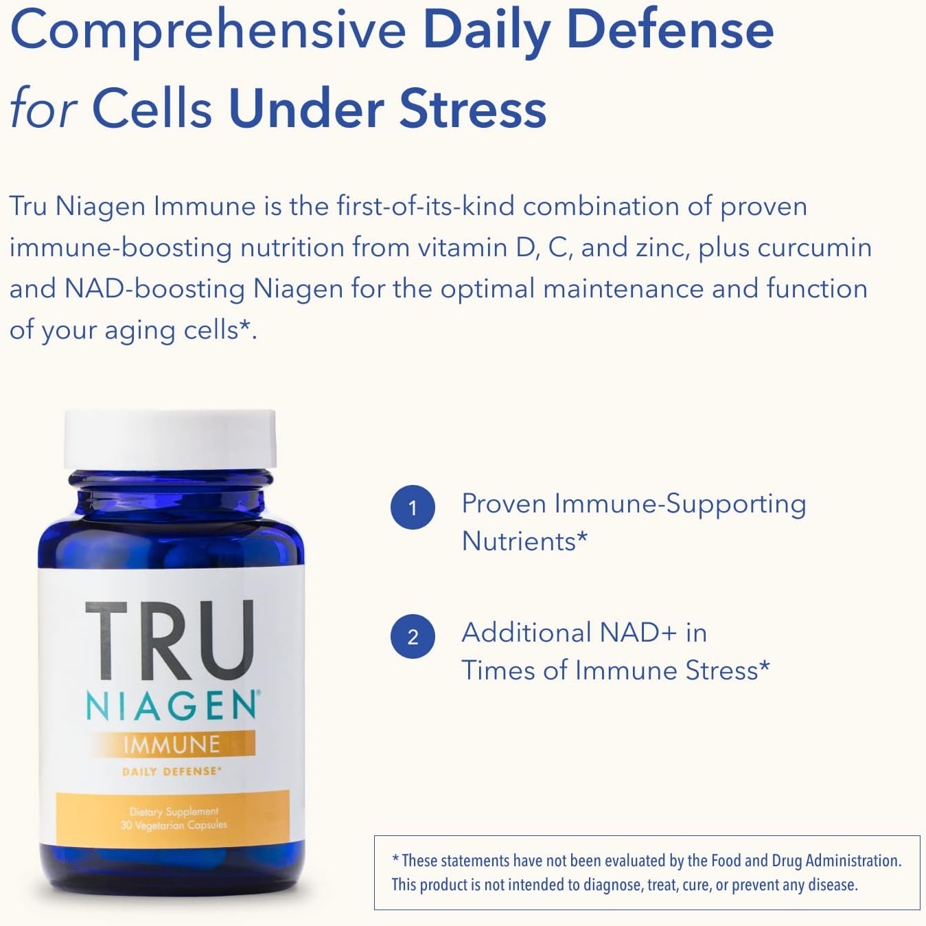 Buy Tru Niagen Immune Support Supplement - Daily Defense - Vitamin C From Fermentation, Vegan Vitamin D3 2000 Iu, Zinc, Plus Theracurmin (Curcumin) + Multi Award-Winning Nad Boosting Niagen 150Mg 30Ct On  Free Shipping On Qualified Orders