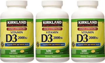 Kirkland Signature Extra Strength Vitamin D3 2000, 3 Packages (600 Softgels/Bottle)