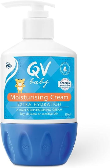 Qv Baby Moisturising Cream, 250G - Rich Moisturising Cream With Glycerin And Vitamin B3 For Babies And Newborn, Non-Greasy For Sensitive Skin, With 24-Hour Protection, Baby Moisturiser, Ph-Balanced