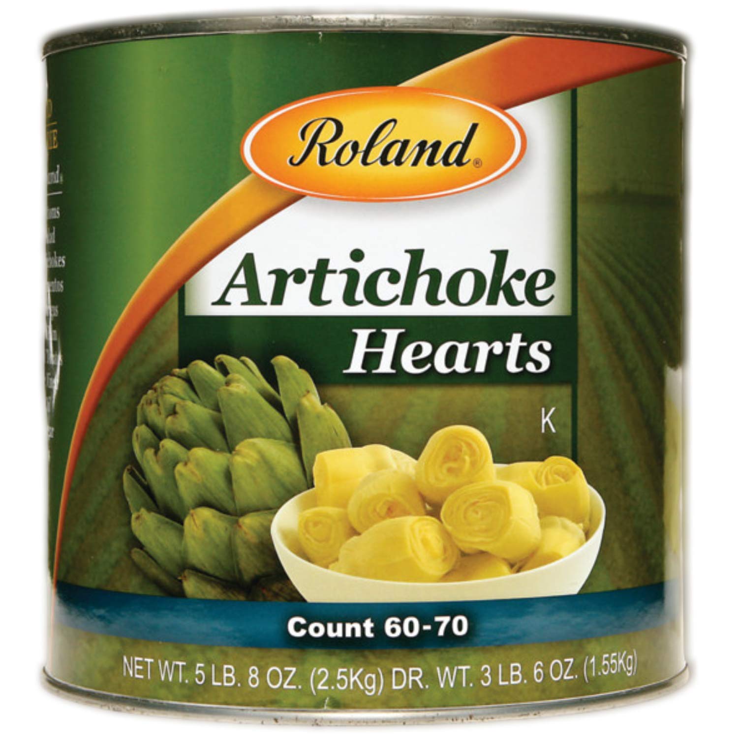 Roland Foods Whole Extra Small Artichoke Hearts, 60-70 Count, 5 Lb 8 Oz(2.5 Kg) Can