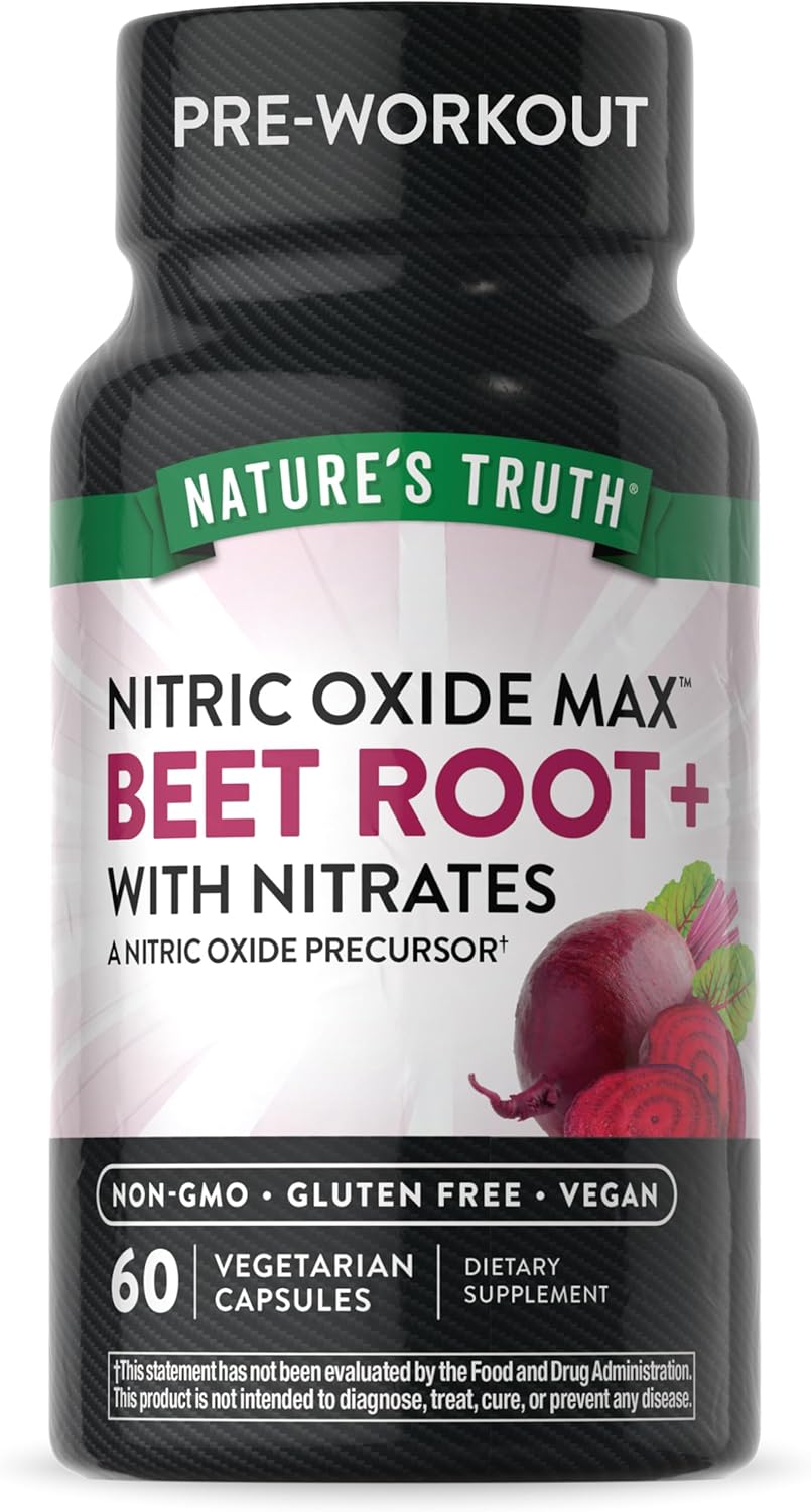 Nature'S Truth Beet Root Capsules | 60 Count | Nitric Oxide Supplement For Men And Women | Vegan, Non-Gmo And Gluten Free Pre-Workout