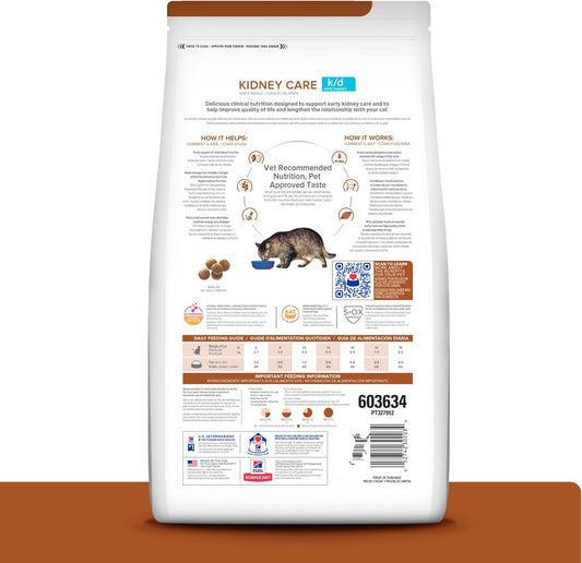 Hill'S Prescription Diet K/D Early Support Kidney Care Chicken Flavor Dry Cat Food, Veterinary Diet, 4 Lb. Bag