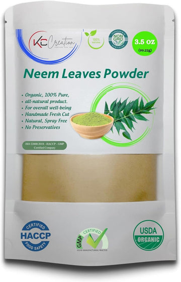 KC Creation Organic Neem Leaf Powder 100% Pure & Fresh No GMO No Preservatives (3.5oz)