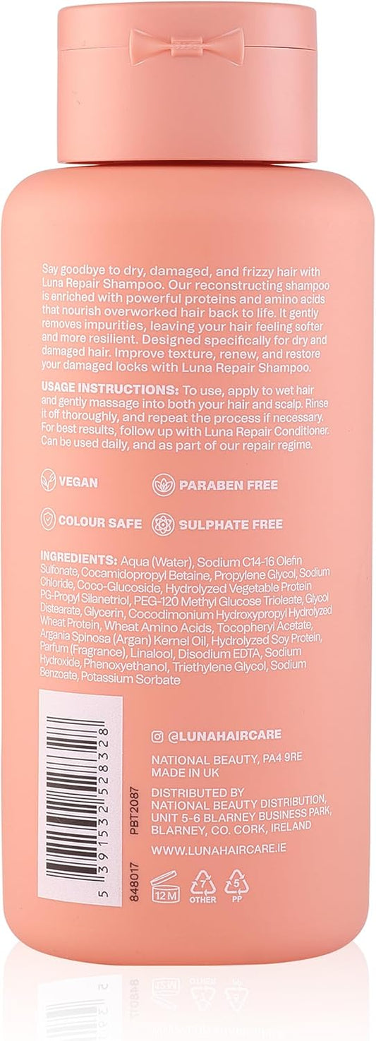Luna Professional Haircare Repair Shampoo - Restorative Hair Care For Dry & Damaged Hair - Reconstructing Beauty Formula For Softer, Resilient Locks - Deep Cleansing & Protection - 300Ml