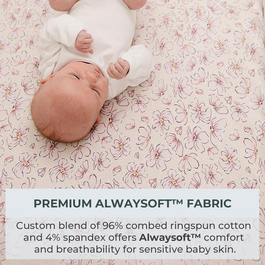 Pobibaby - 2 Pack Premium Changing Pad Cover - Ultra-Soft Jersey Knit, Stylish Ocean Pattern, Safe And Snug For Baby (Blossom)