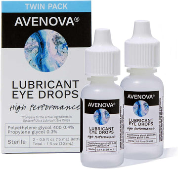 Avenova Lubricant Eye Drops - Instant Eye Relief from Dry Eye Symptoms, Contact Lens Intolerance, Two Pack of 15 mL Bottles