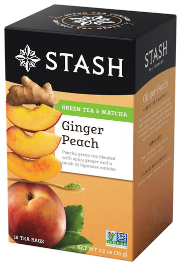 Stash Tea Green Tea, Ginger Peach With Matcha, 18 Ct