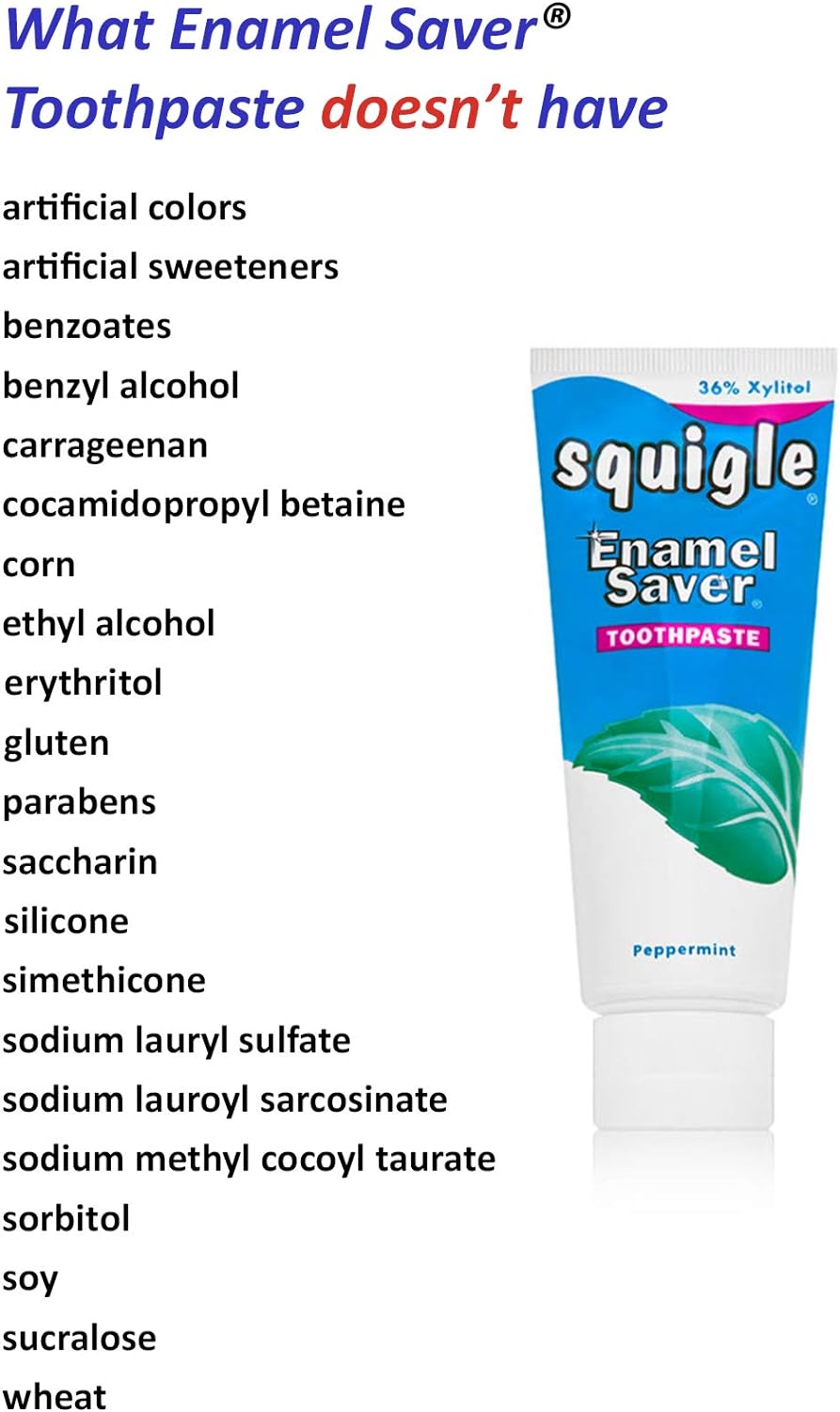 Squigle Enamel Saver Toothpaste (Canker Sore Prevention & Treatment) Prevents Cavities, Perioral Dermatitis, Bad Breath, Chapped Lips - 2 Pack : Health & Household