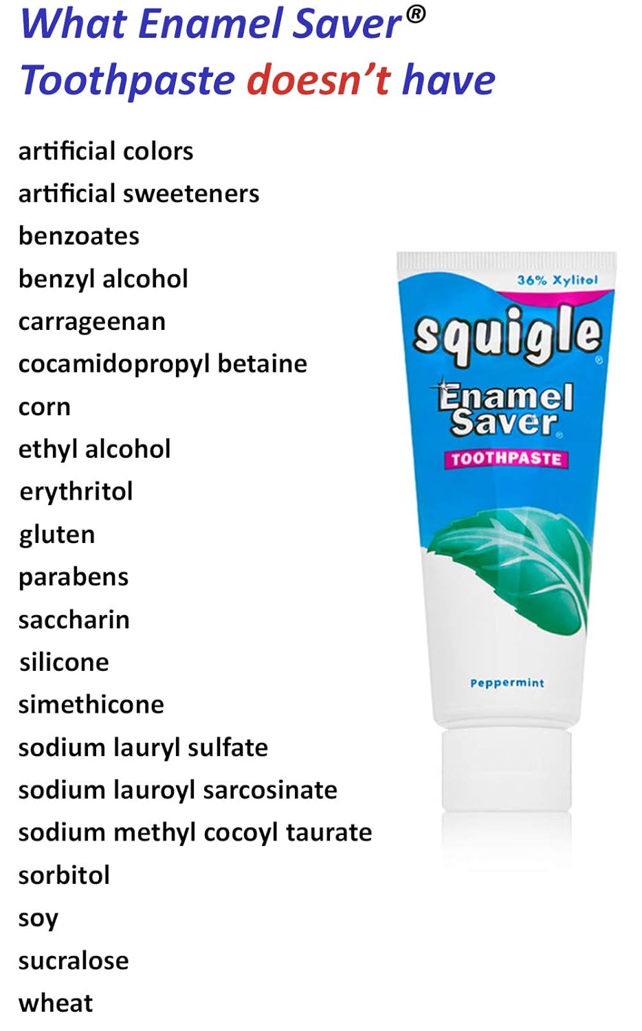 Squigle Enamel Saver Toothpaste, Canker Sore Treatment and Prevention, SLS Free Toothpaste, 36% Xylitol Toothpaste, Prevents Cavities, Perioral Dermatitis, Bad Breath, Chapped Lips - 1 Pack : Health & Household